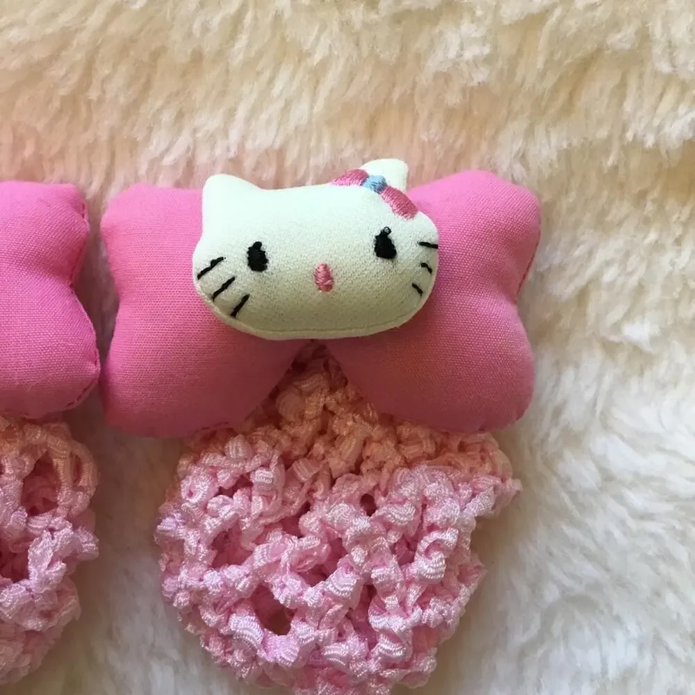 Vintage-Hello Kitty Pink Crochet Wrap Hair Clip Set